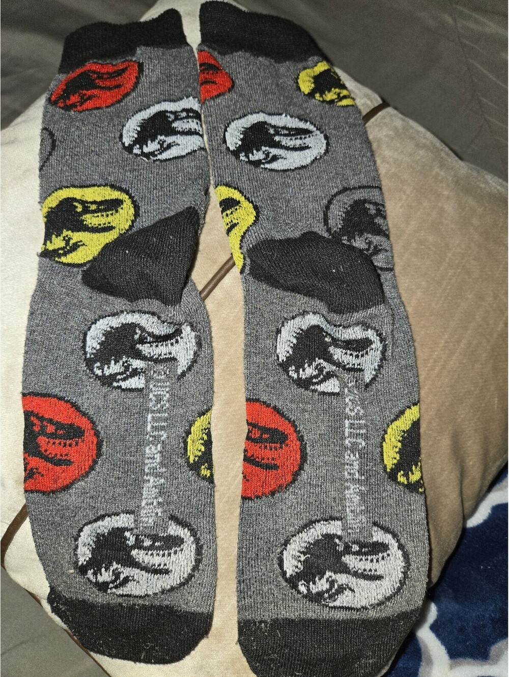 Jurassic Park Themed Crew Socks with Dinosaur Logos